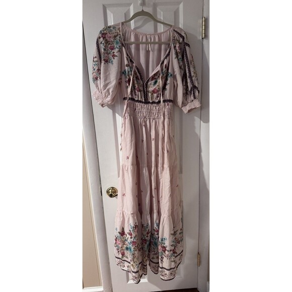 ANTHROPOLOGIE the somerset puff sleeve maxi dress M Milkmaid Fairy Hippie Boho - Picture 16 of 16